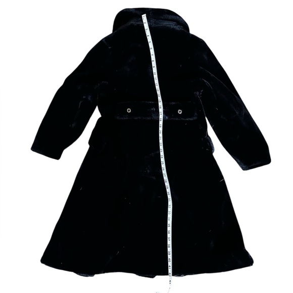 Vintage 60s Borgazia Double Breasted Black Faux Fur Coat w/ Gold Buttons - Picture 14 of 17